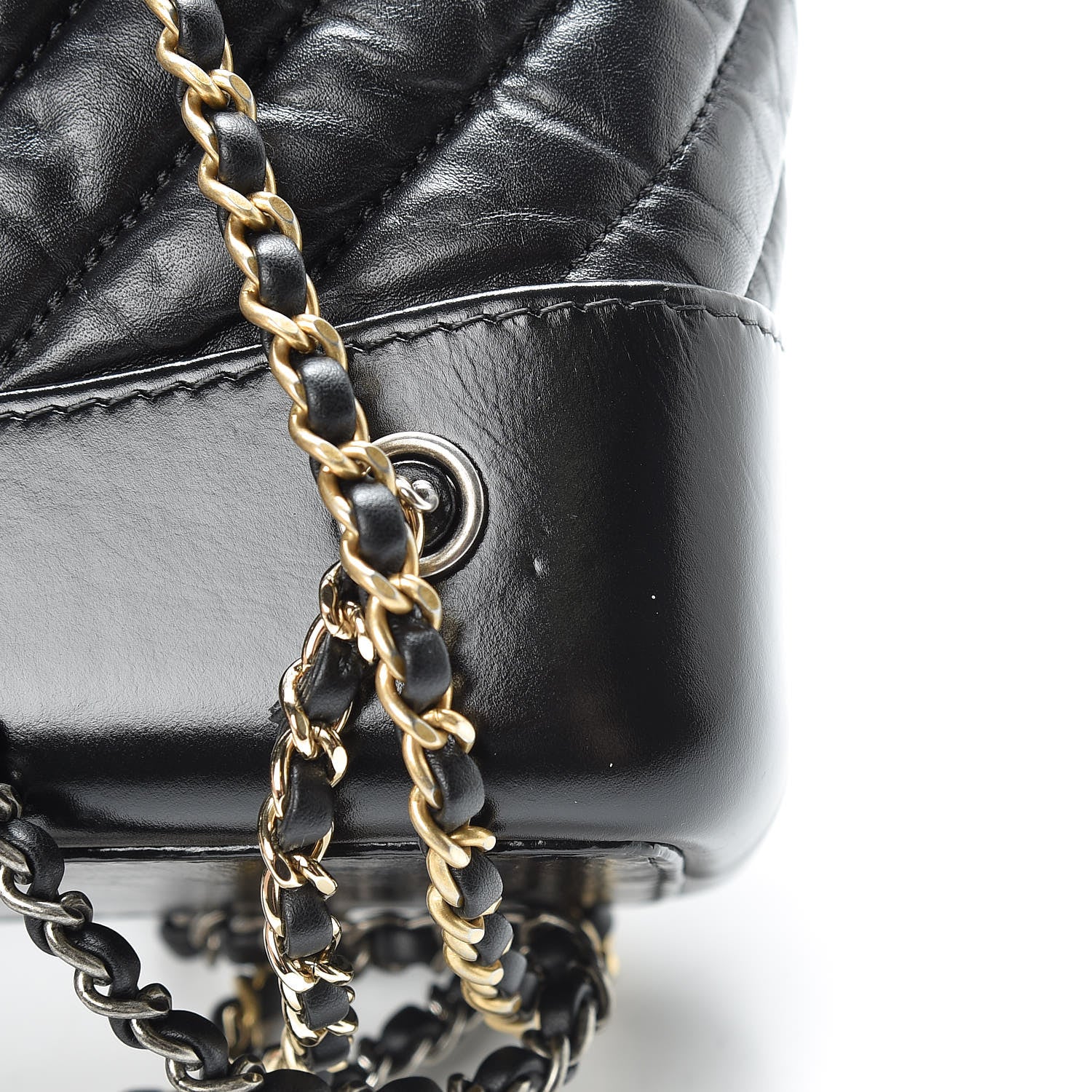 Chanel Aged Calfskin Chevron Quilted Small Gabrielle Backpack Black 11 of 13