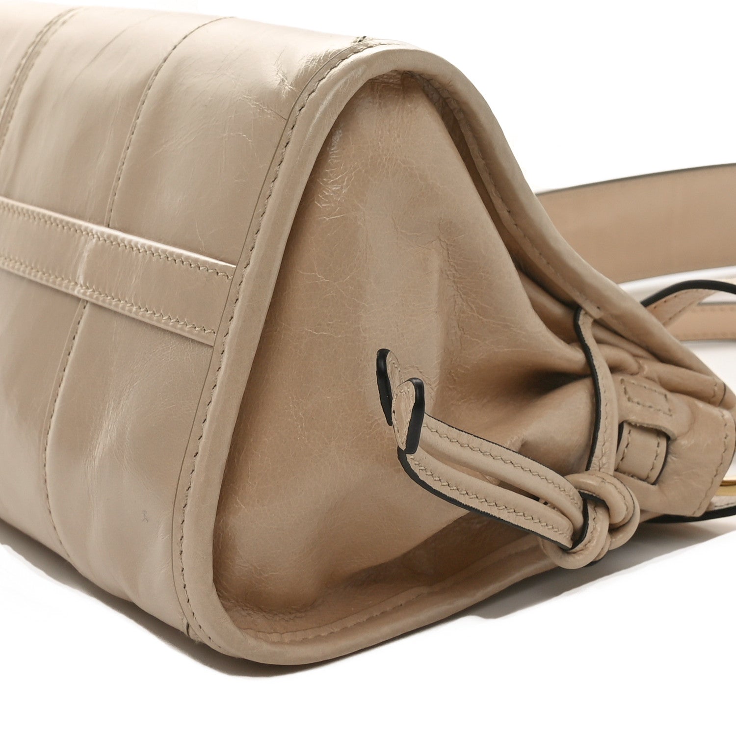 Prada Glossy Calfskin Triangle Small Bonnie Shoulder Bag Travertine 9 of 9