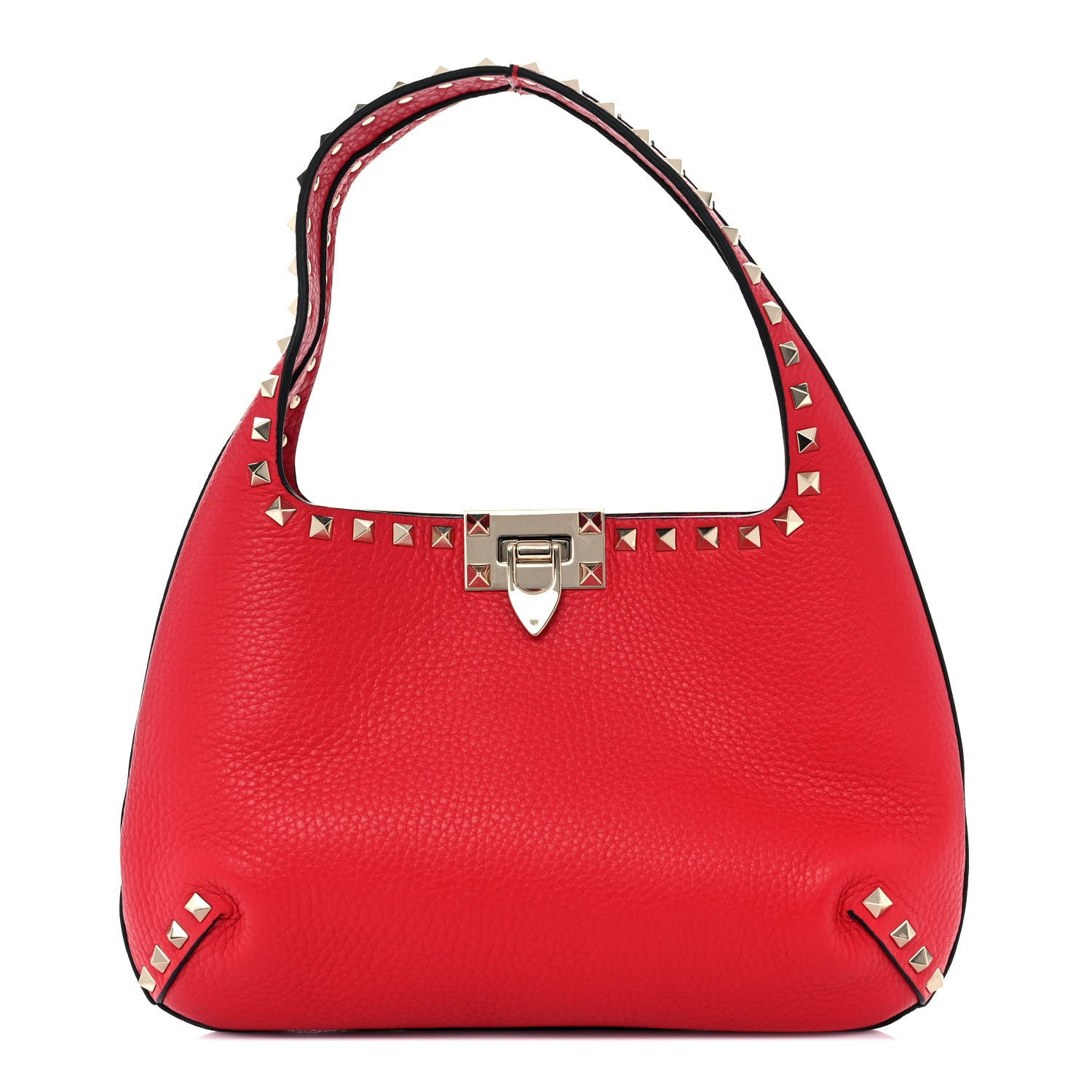 Valentino Garavani Calfskin Small Rockstud Handbag Rouge Pur 1 of 7