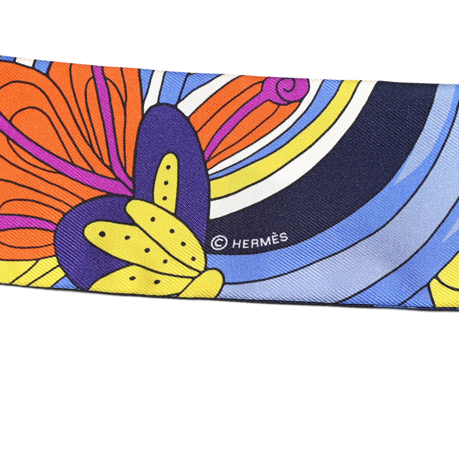 Hermes Silk Le Jardin de la Maharani Twilly Jaune Vif Bleu Violet 3 of 5