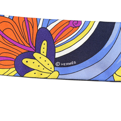 Hermes Silk Le Jardin de la Maharani Twilly Jaune Vif Bleu Violet 3 of 5