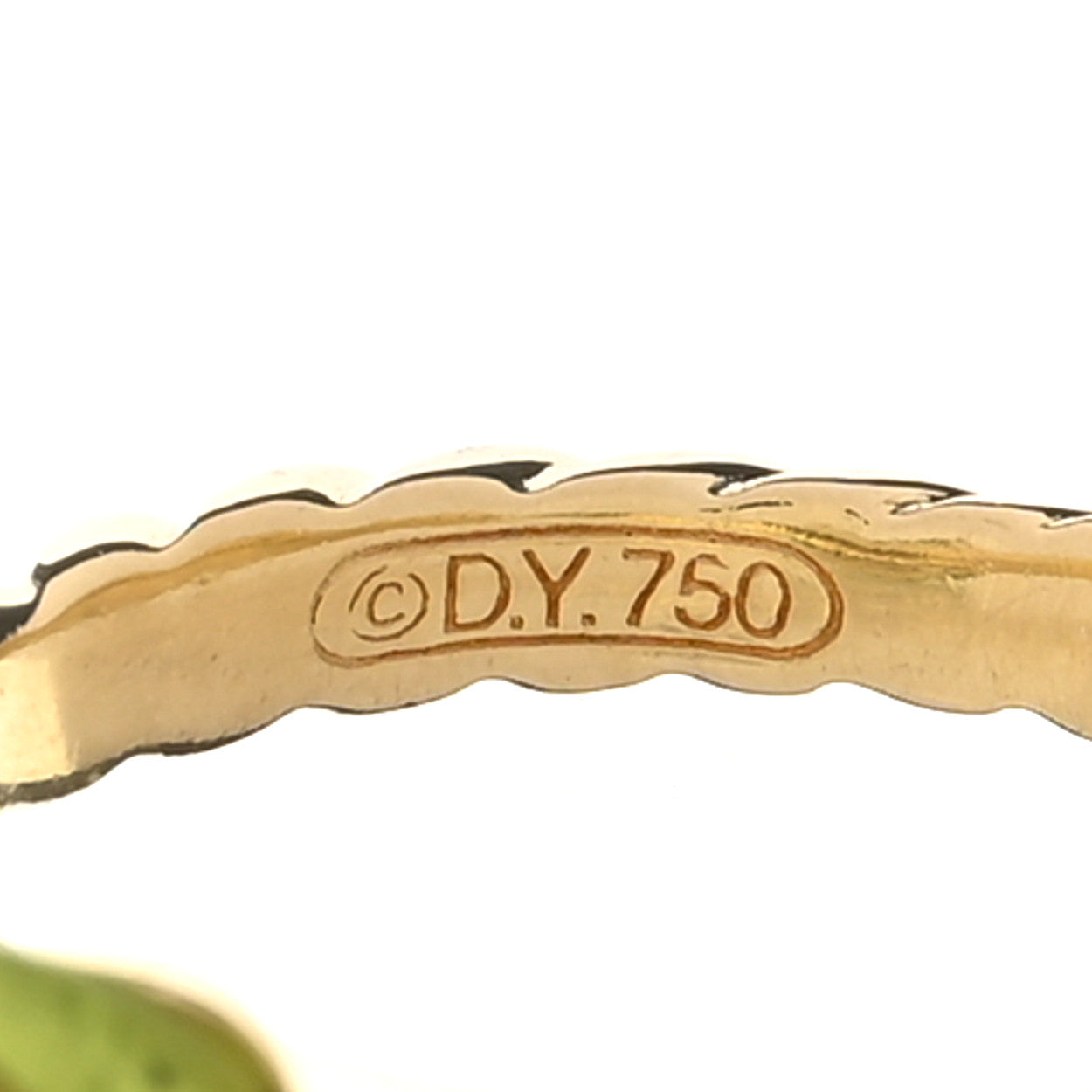 18K Yellow Gold Peridot Cable Ring 54 6.75