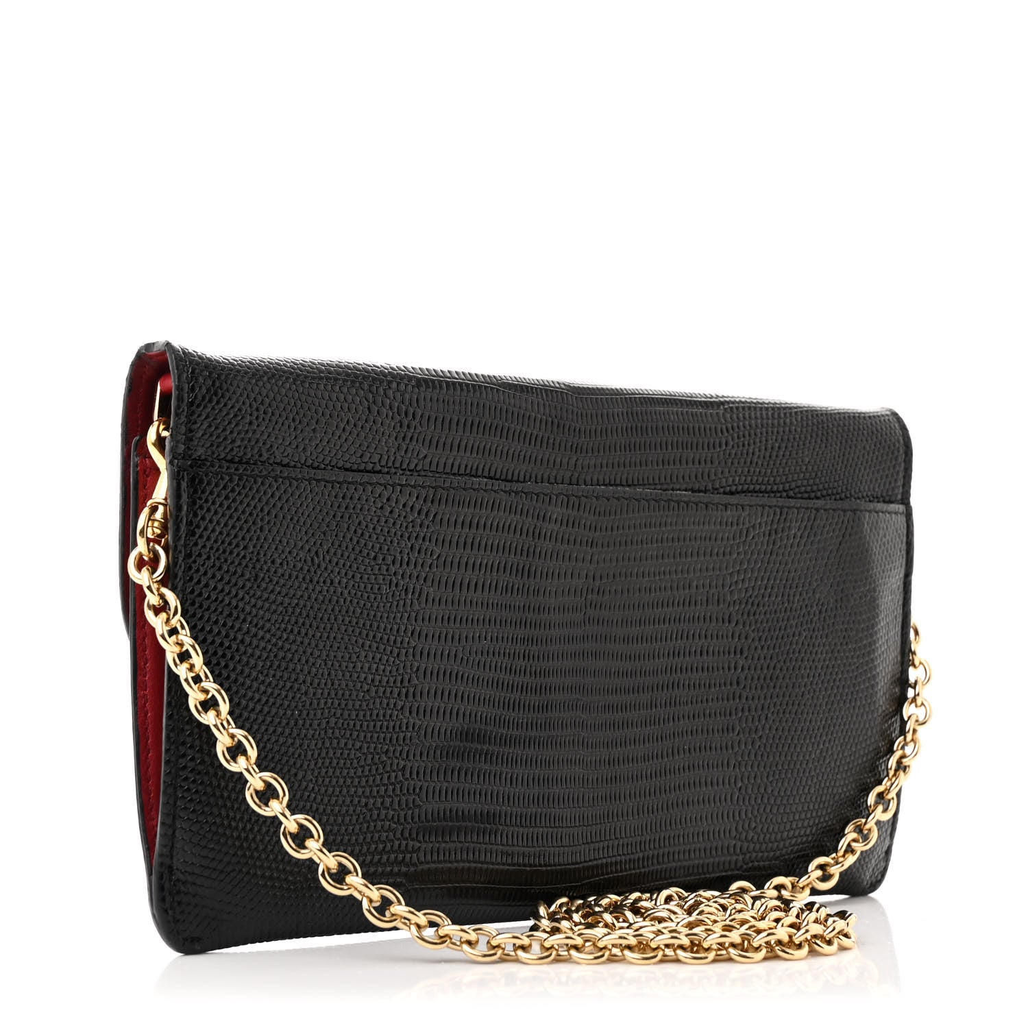 Dolce & Gabbana Lizard Effect Wallet On Chain Black 3 of 11