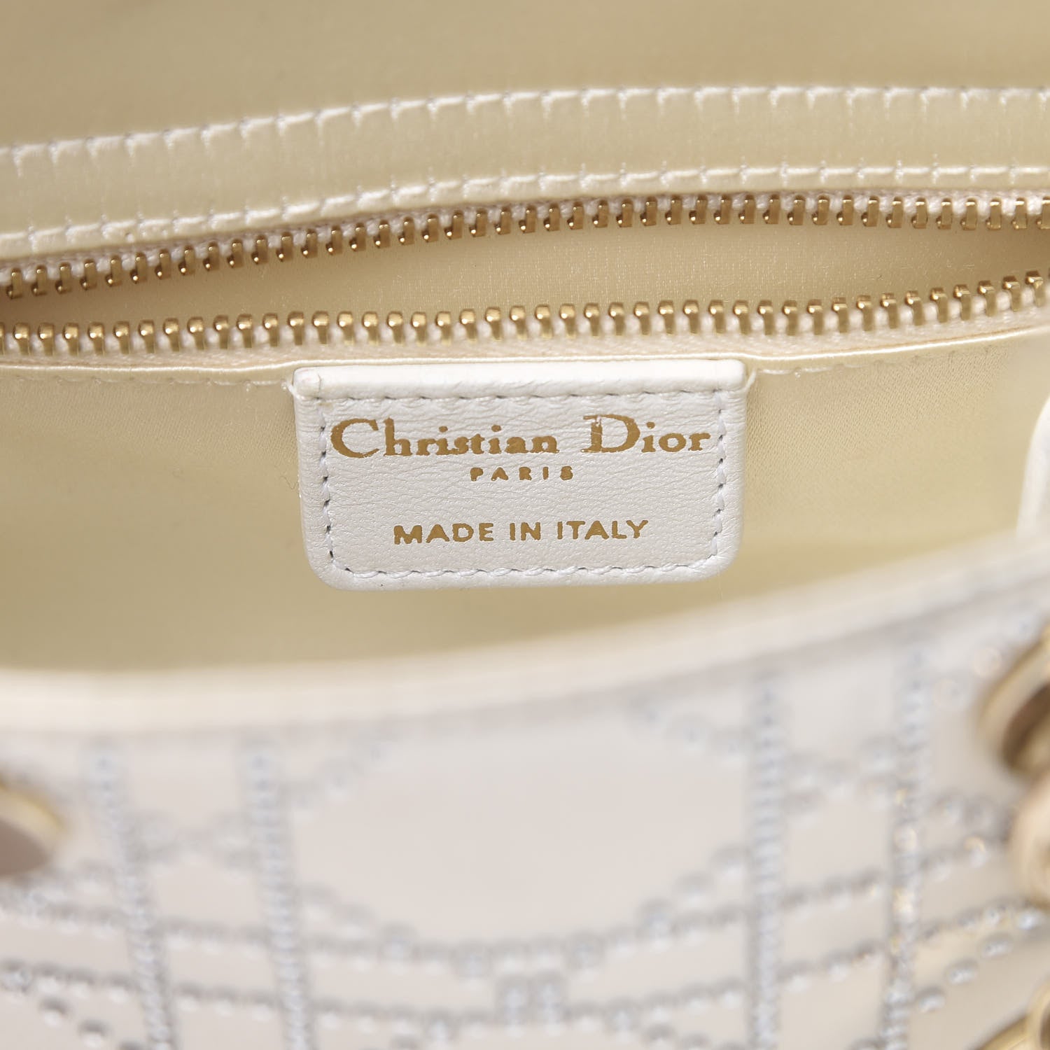 Christian Dior Satin Crystal Cannage Mini Lady Dior White 6 of 13