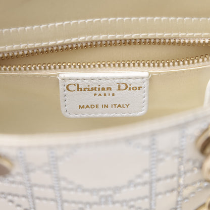 Christian Dior Satin Crystal Cannage Mini Lady Dior White 6 of 13