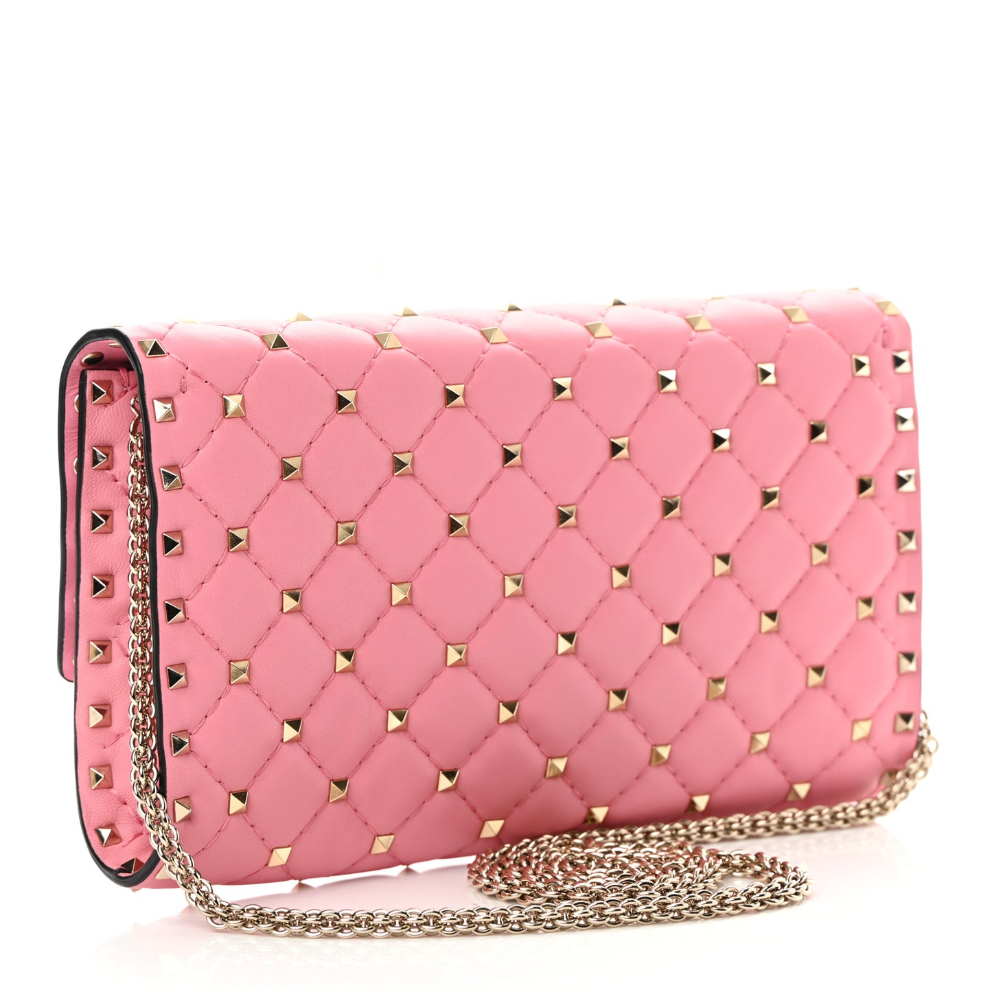 Nappa Rockstud Spike Wallet On Chain Paradise Rose