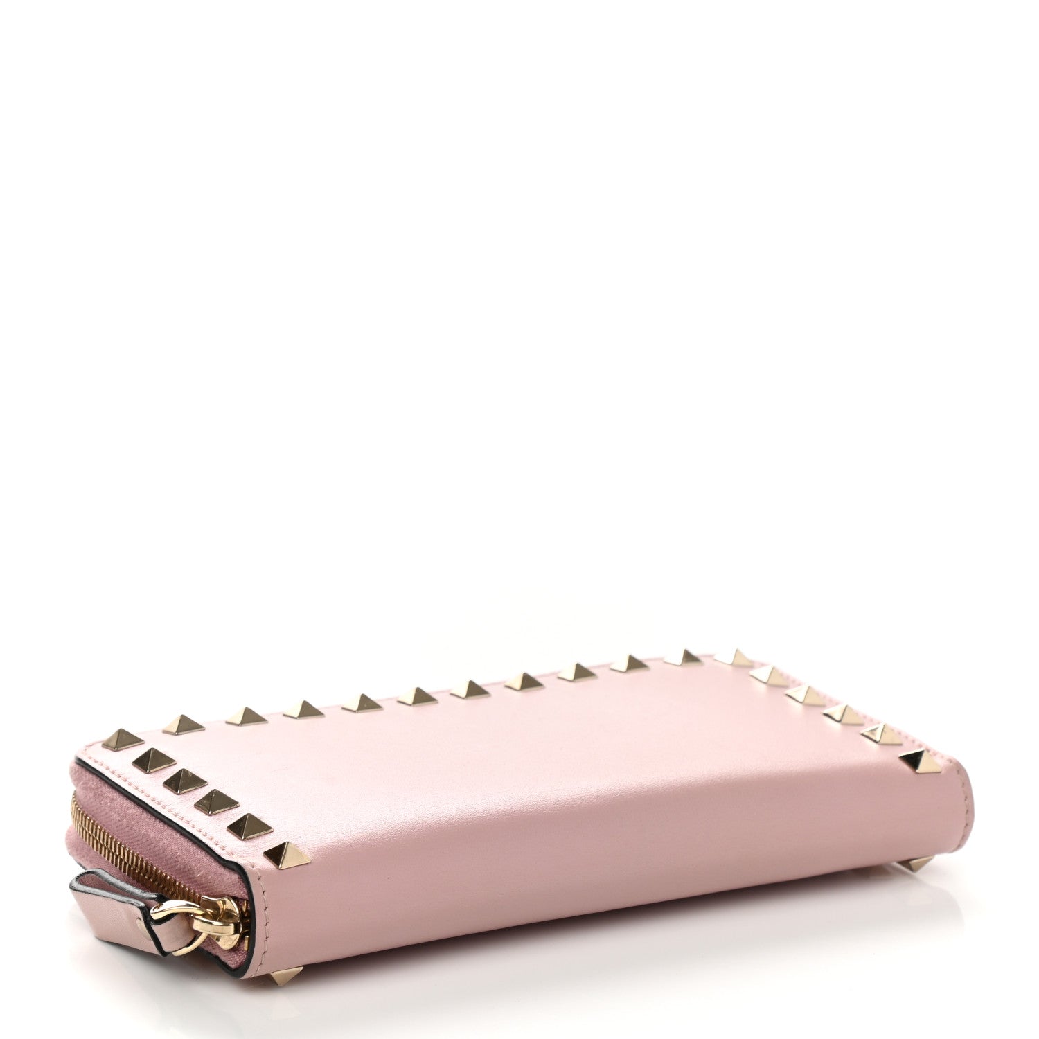 Valentino Garavani Calfskin Rockstud Zip Around Wallet Cipria 4 of 9
