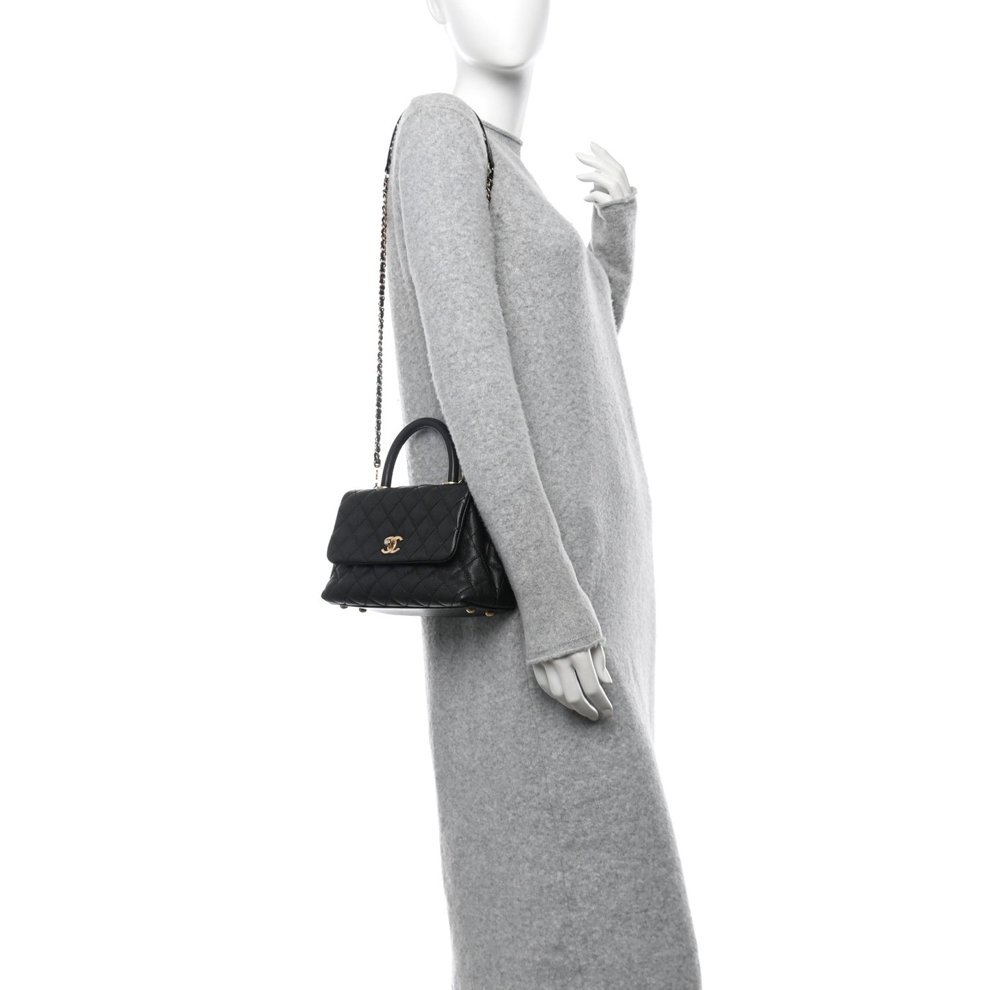 Caviar Quilted Mini Coco Handle Flap Black