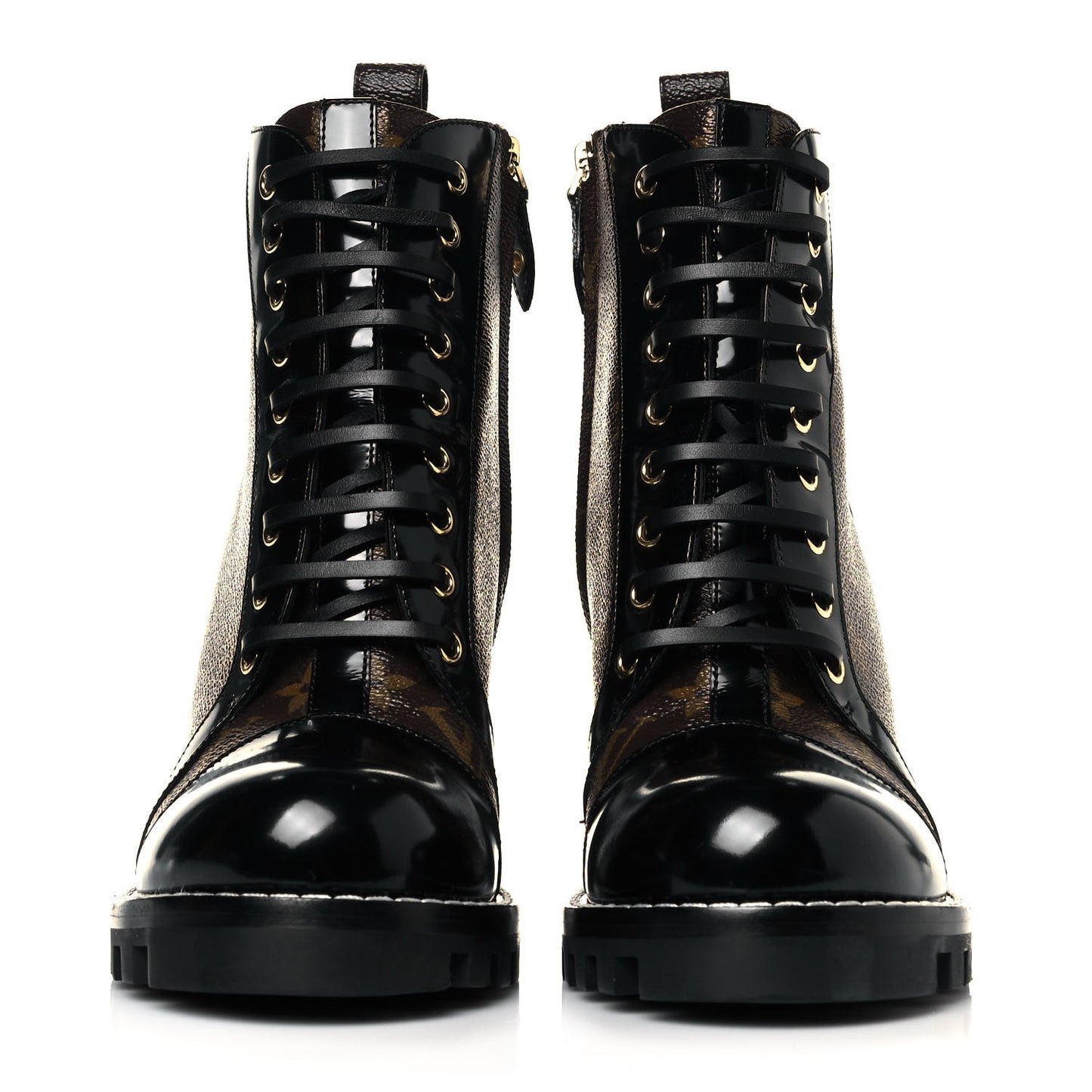 Patent Calfskin Monogram Star Trail Ankle Boots 41 Black