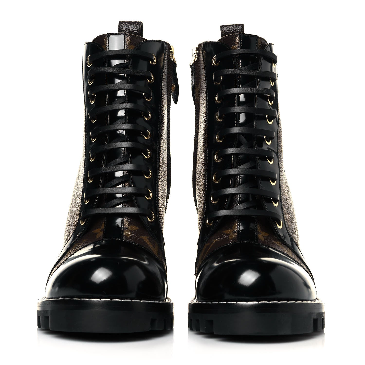 Louis Vuitton Patent Calfskin Monogram Star Trail Ankle Boots 41 Black 2 of 8
