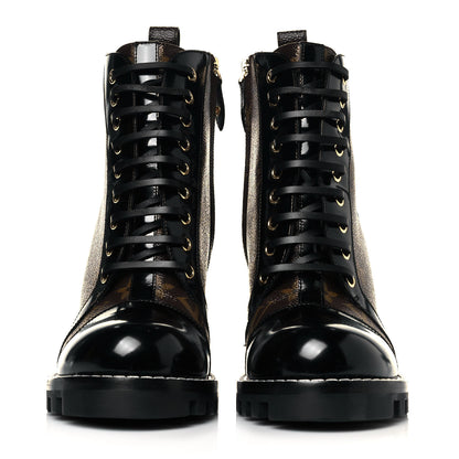 Louis Vuitton Patent Calfskin Monogram Star Trail Ankle Boots 41 Black 2 of 8