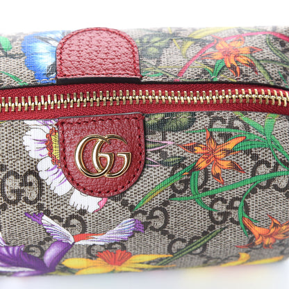 Gucci Soft GG Supreme Monogram Flora Calfskin Small Ophidia Cosmetic Case Beige Ebony Multicolor Rosso 9 of 10