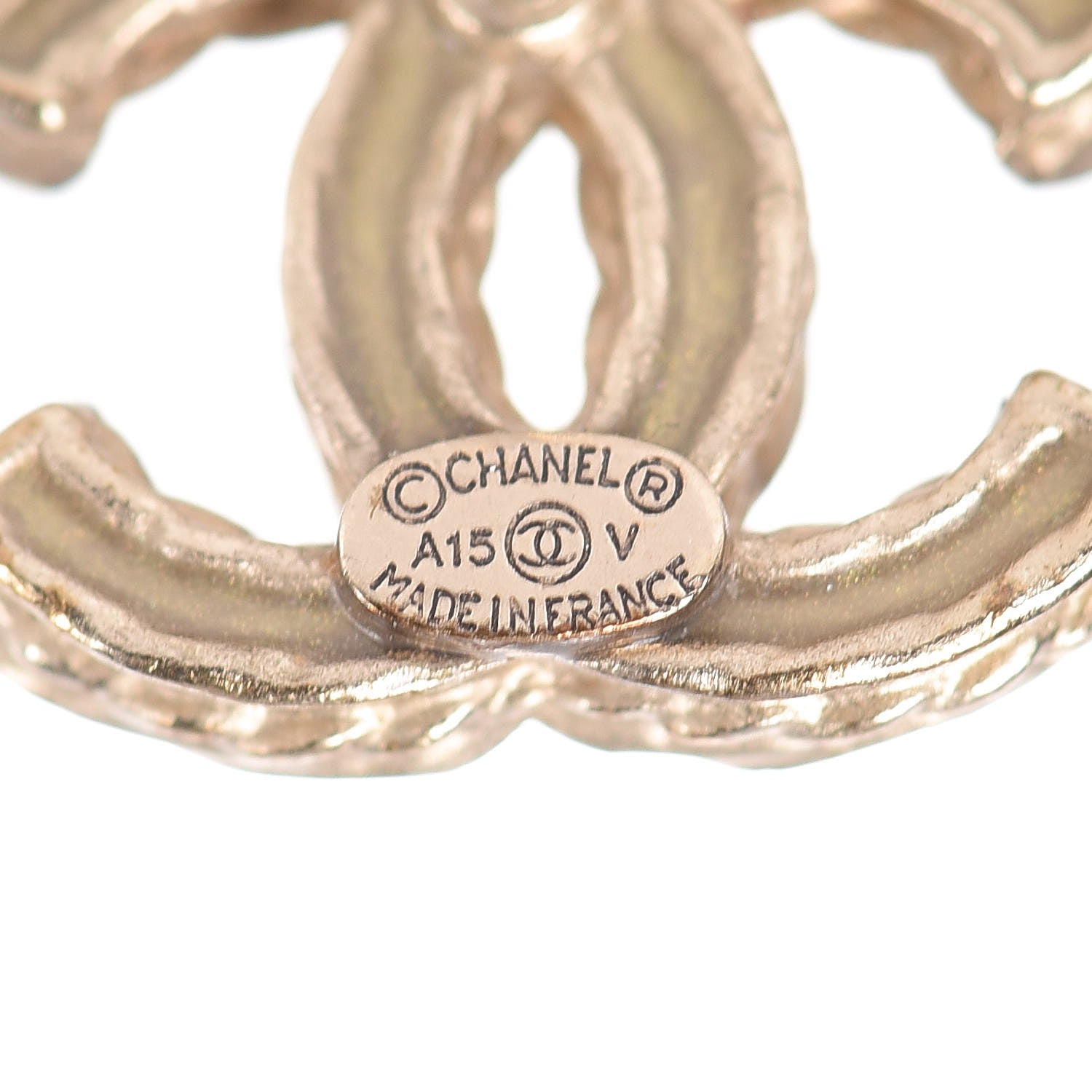 Chanel Crystal CC Earrings Light Gold 4 of 5