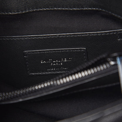 Saint Laurent Sheepskin Matelasse Chevron Monogram Medium College Bag Black 6 of 9