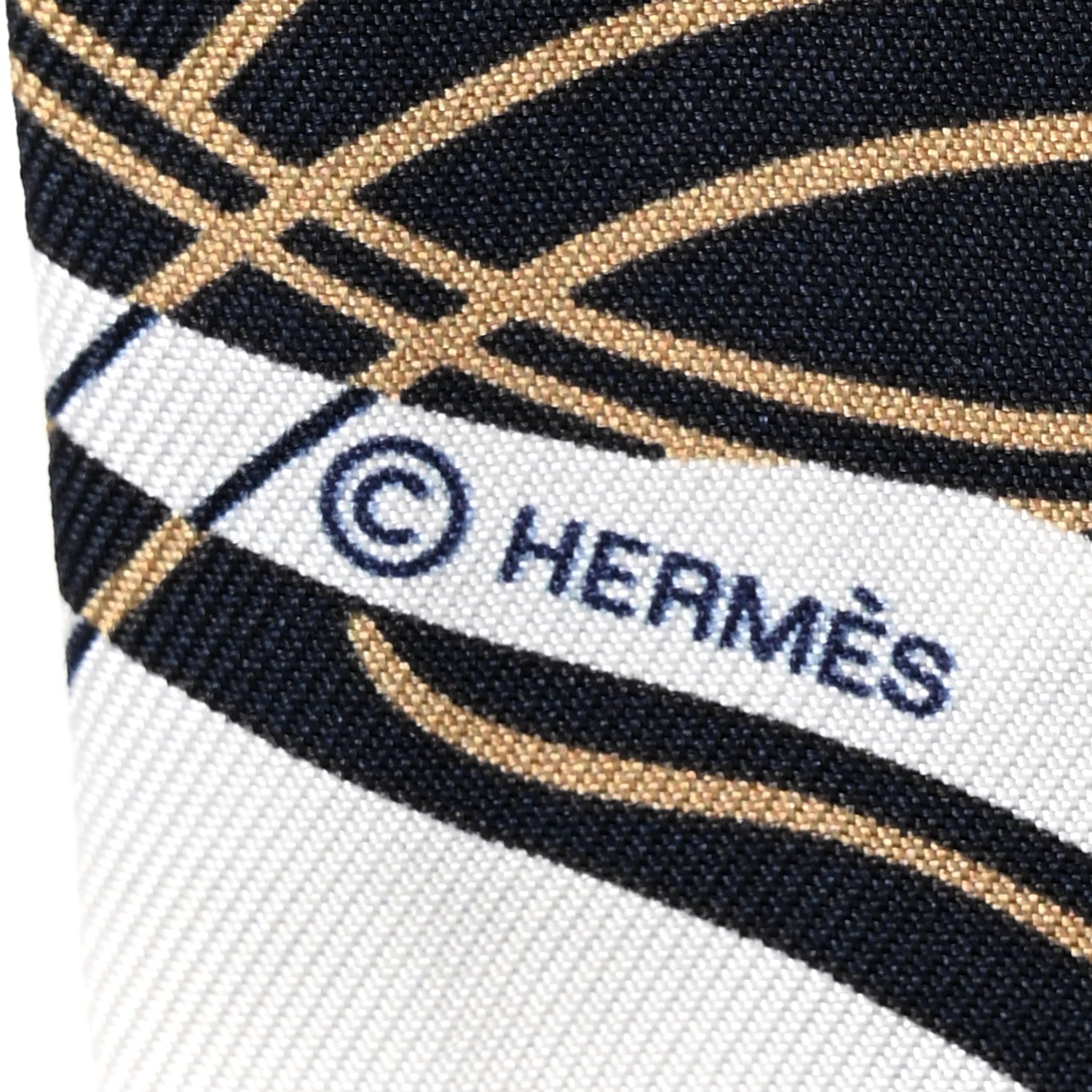 Hermes Silk Ex-Libris Twilly White Marine Gris 4 of 6