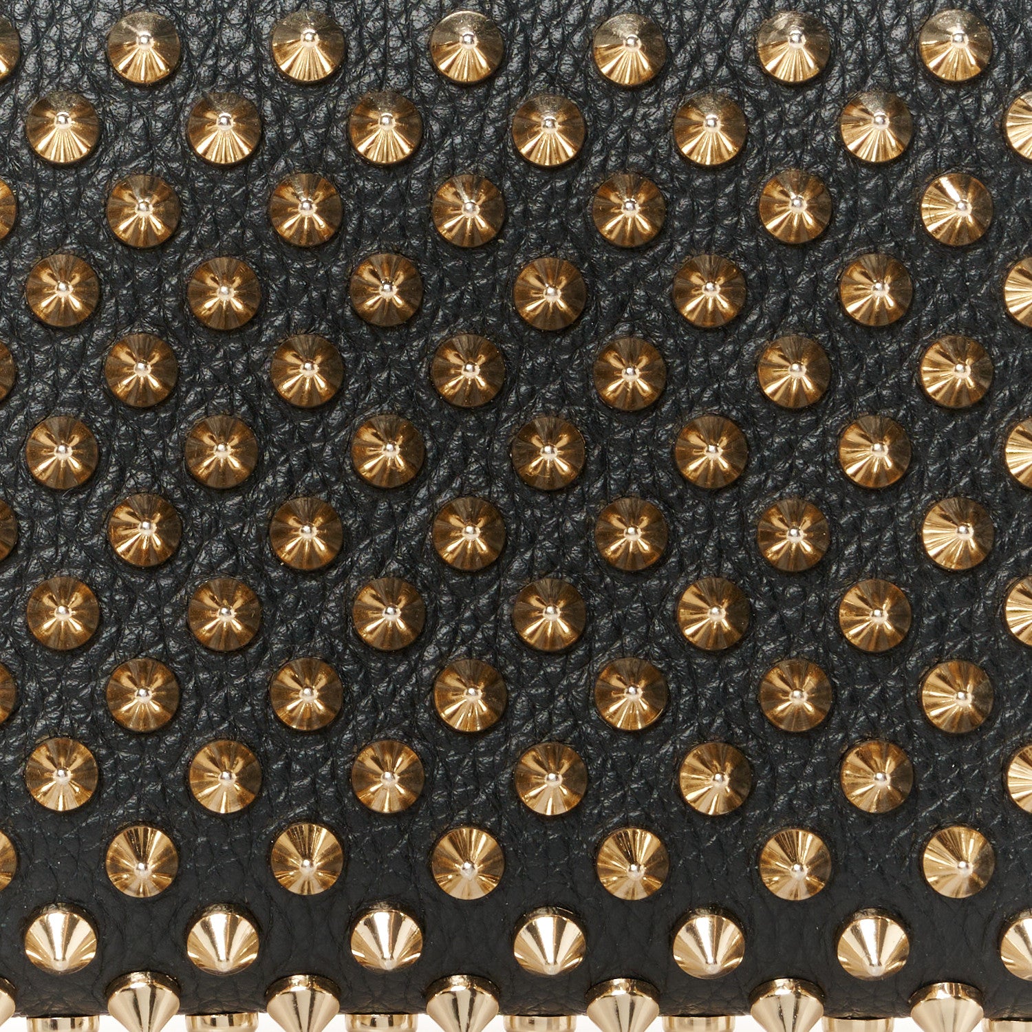 Christian Louboutin Calfskin Panettone Spiked Zip Around Wallet Black Gold 7 of 8