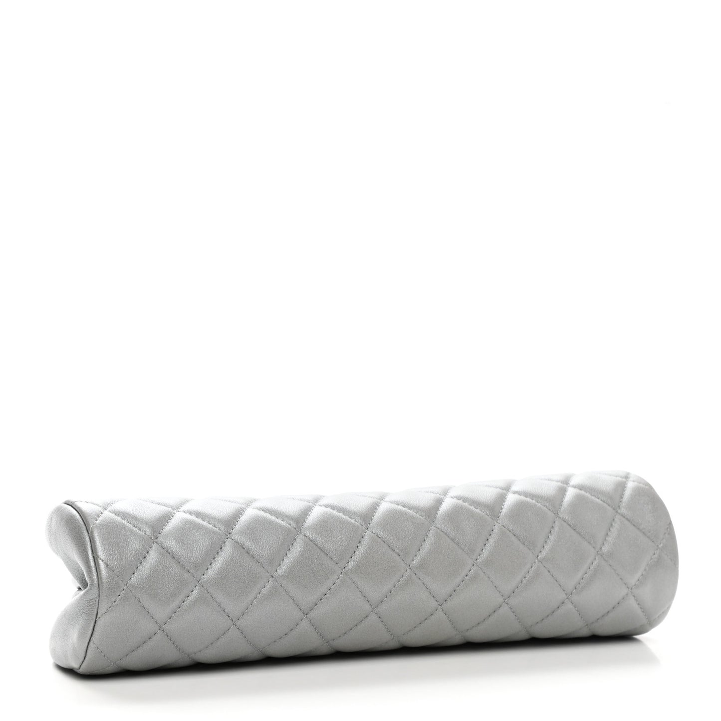 Metallic Lambskin Quilted Timeless Clutch Silver