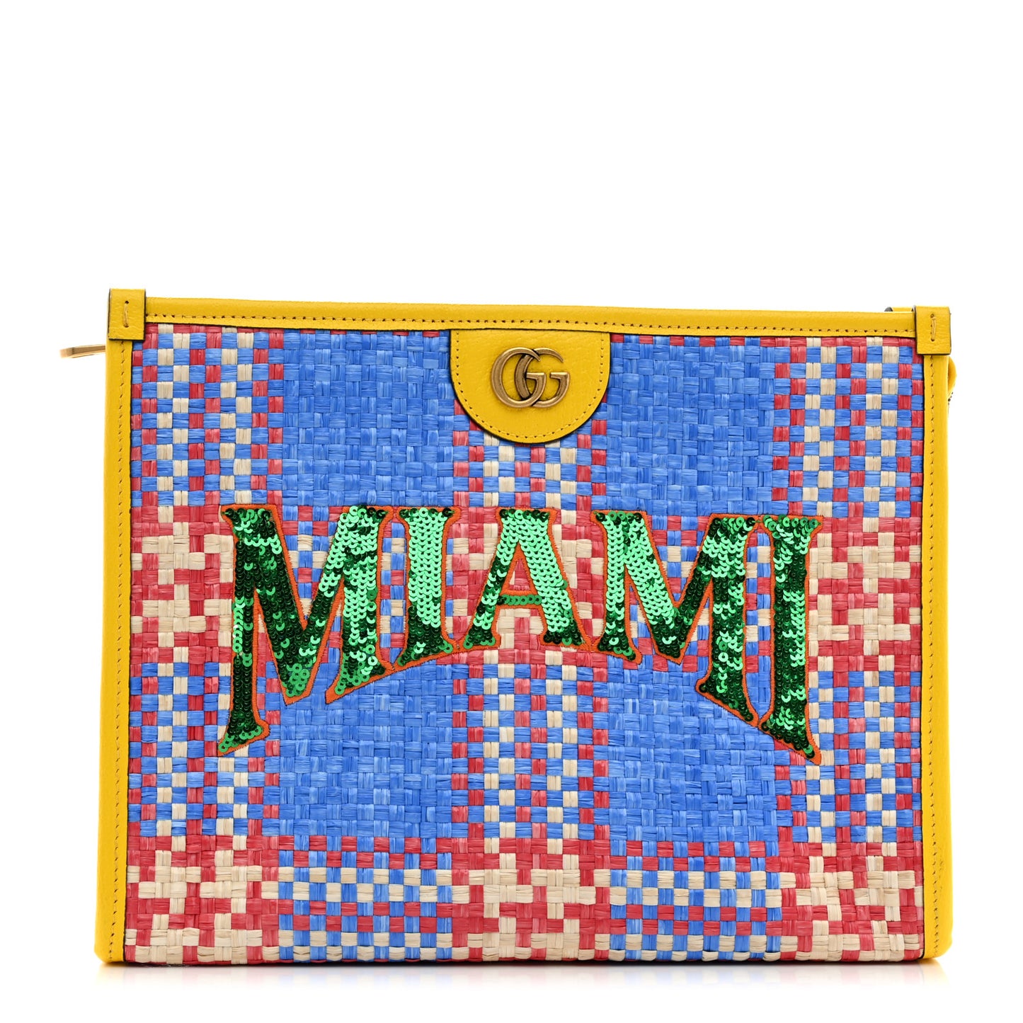 Raffia Sequins Miami Beauty Case Light Blue Red Multicolor