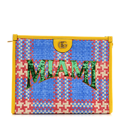 Gucci Raffia Sequins Miami Beauty Case Light Blue Red Multicolor 1 of 7