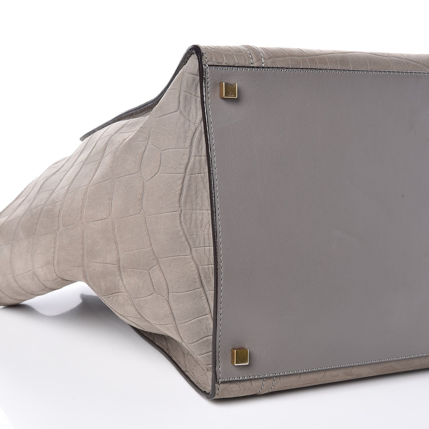 Celine Crocodile Embossed Nubuck Medium Phantom Luggage Grey 9 of 12