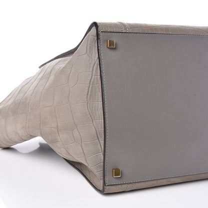 Celine Crocodile Embossed Nubuck Medium Phantom Luggage Grey 9 of 12