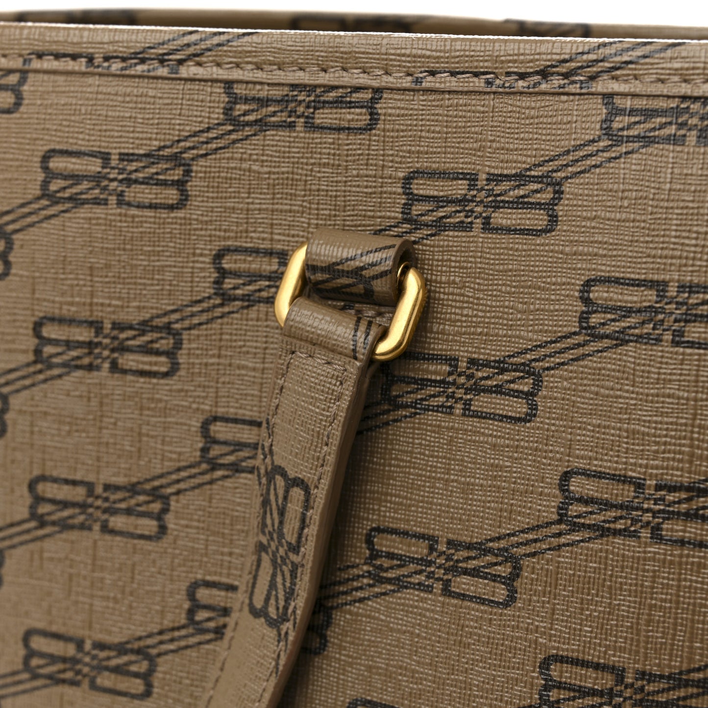 Coated Canvas BB Monogram Medium Signature East West Shopper Bag Beige Brown