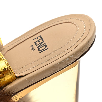 Fendi Mink Ayers Lucite Fendi First 95mm Sandals 41 Natural Brown 10 of 12