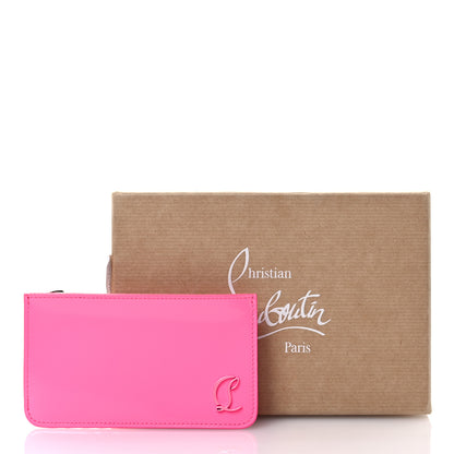 Christian Louboutin Calfskin Abrasivato Loubi54 Zipped Card Holder Fluo Pink 7 of 7