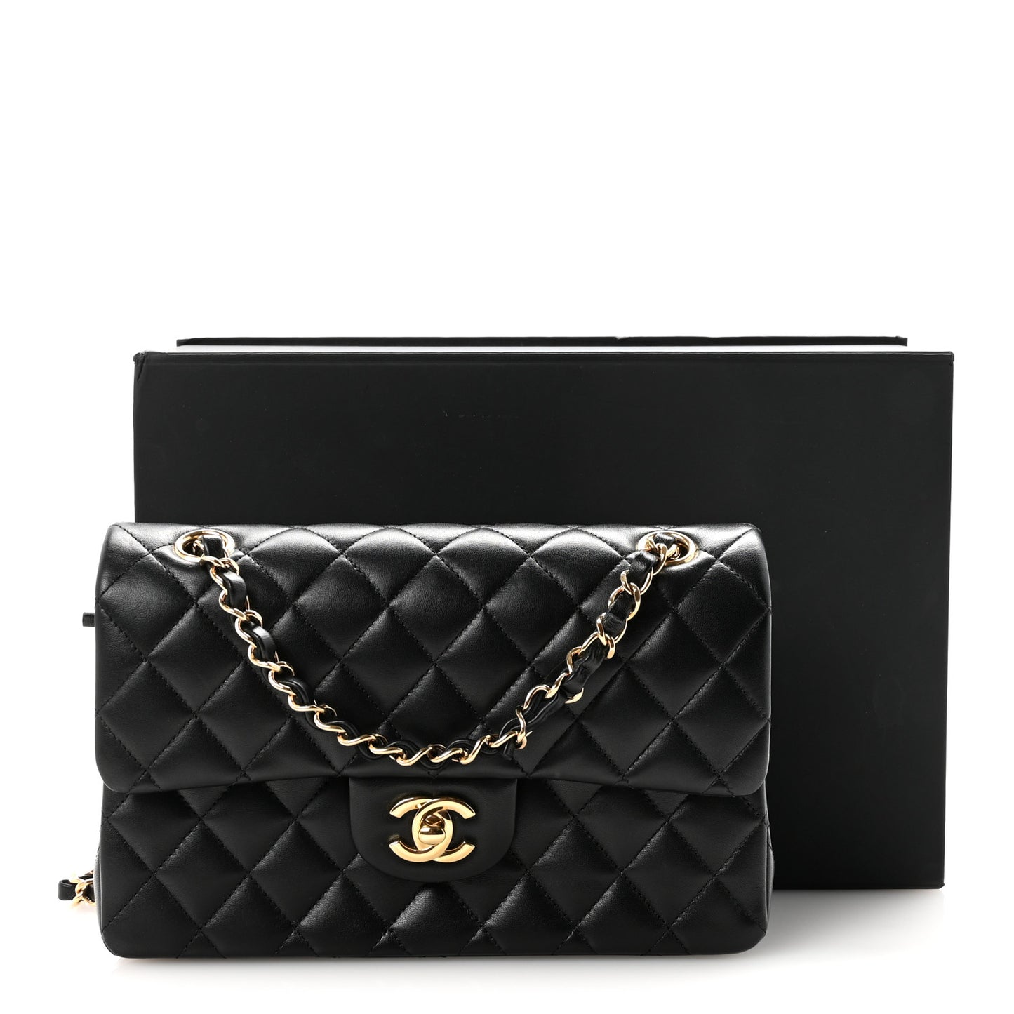 Lambskin Quilted Small Double Flap Black