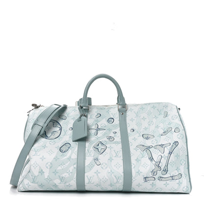 Louis Vuitton Monogram Aquagarden Keepall Bandouliere 50 Crystal Blue Crystal Blue 1 of 9