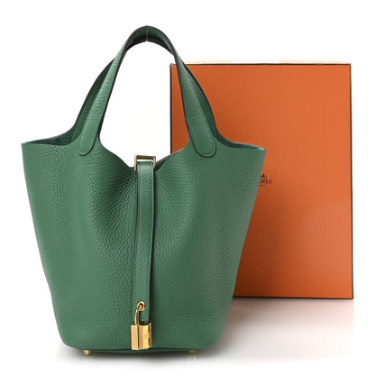 Hermes Taurillon Clemence Picotin Lock 18 PM Vert Jade 13 of 13