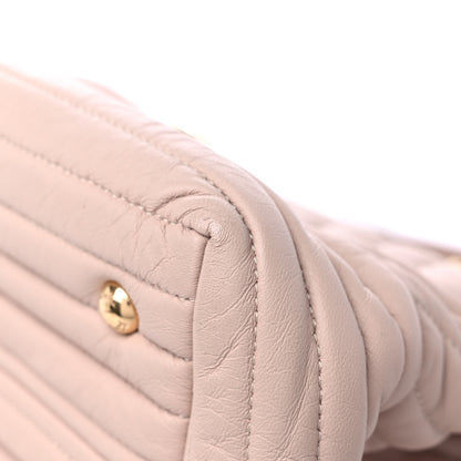 Salvatore Ferragamo Calfskin Chevron Quilted Vara Bow Chain Tote Light Pink 10 of 13