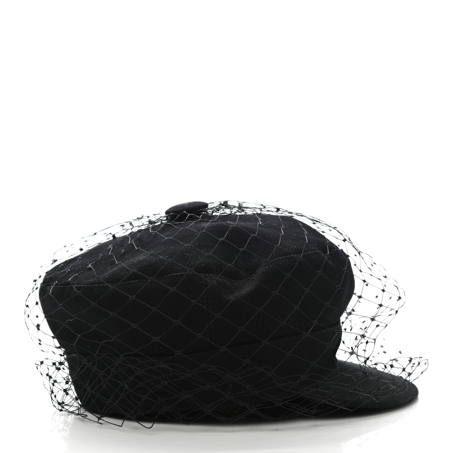 Christian Dior Cotton Canvas Arty Cap with Veil 58 Black 5 of 8