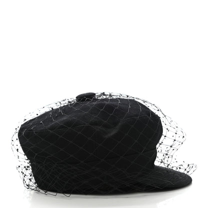 Christian Dior Cotton Canvas Arty Cap with Veil 58 Black 5 of 8