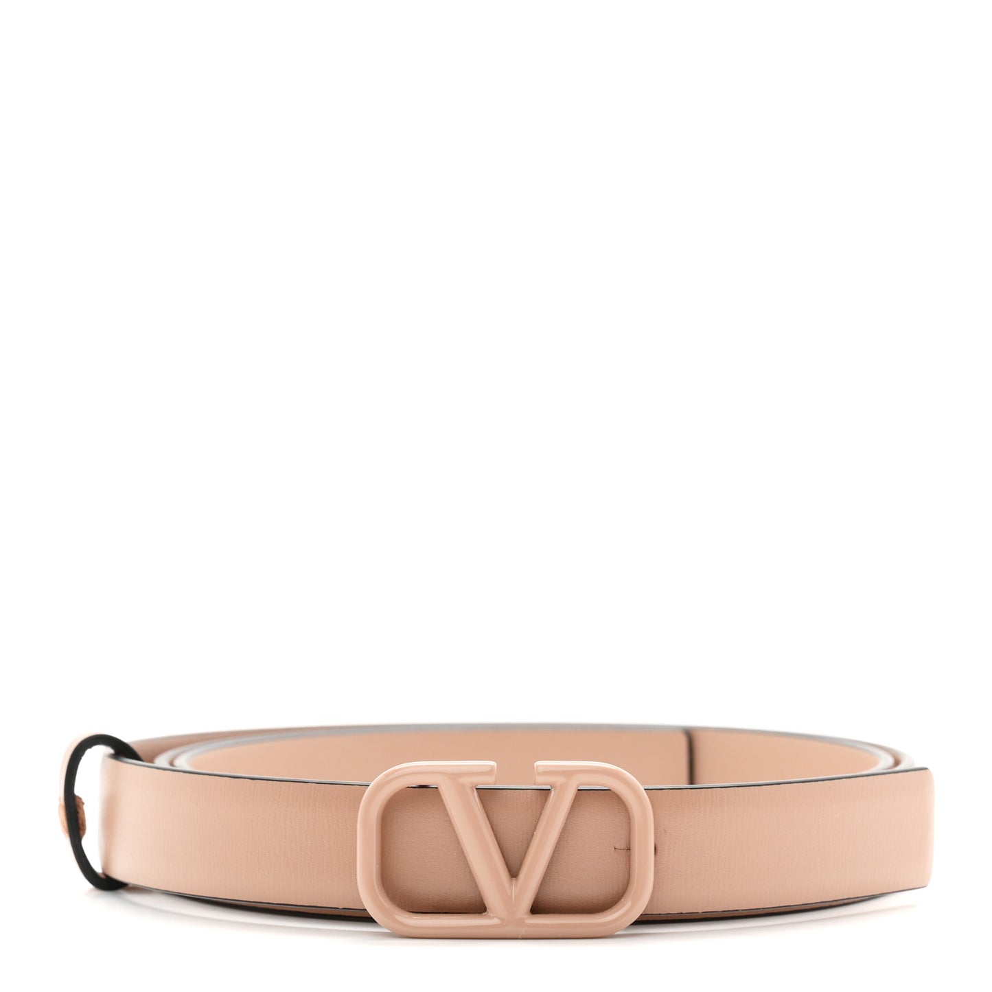 Glossy Calfskin Monochrome VLogo 20mm Belt  90 36 Rose Cannelle
