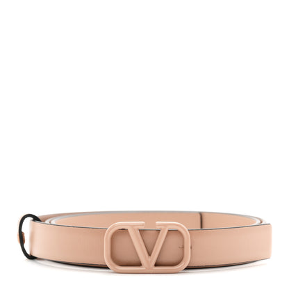 Valentino Garavani Glossy Calfskin Monochrome VLogo 20mm Belt  90 36 Rose Cannelle 1 of 5
