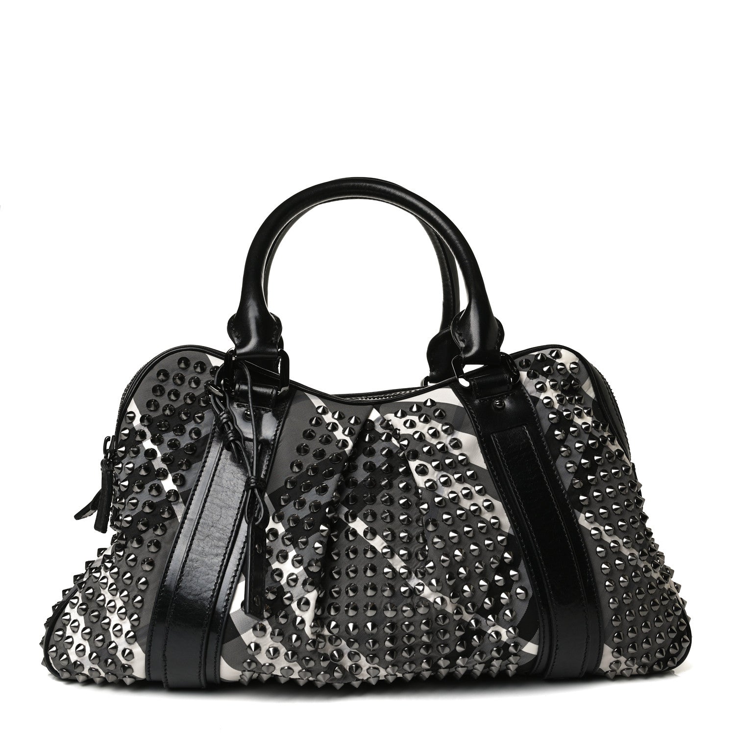 Burberry Nylon Beat Check Studded Satchel Black 1 of 18