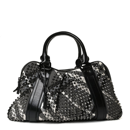 Burberry Nylon Beat Check Studded Satchel Black 1 of 18