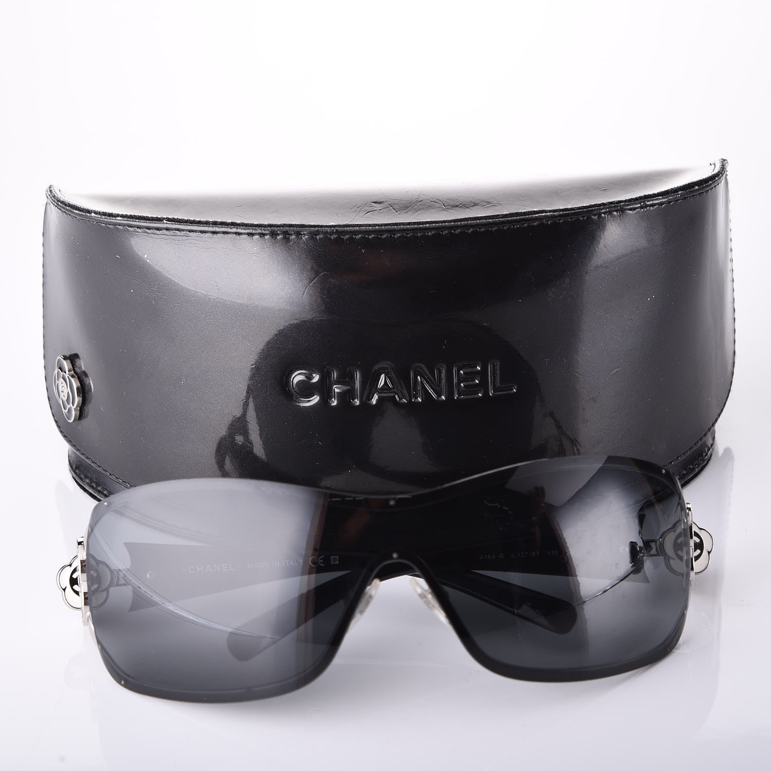 Chanel Swarovski Crystal Camellia CC Sunglasses 4164-B Black 8 of 8