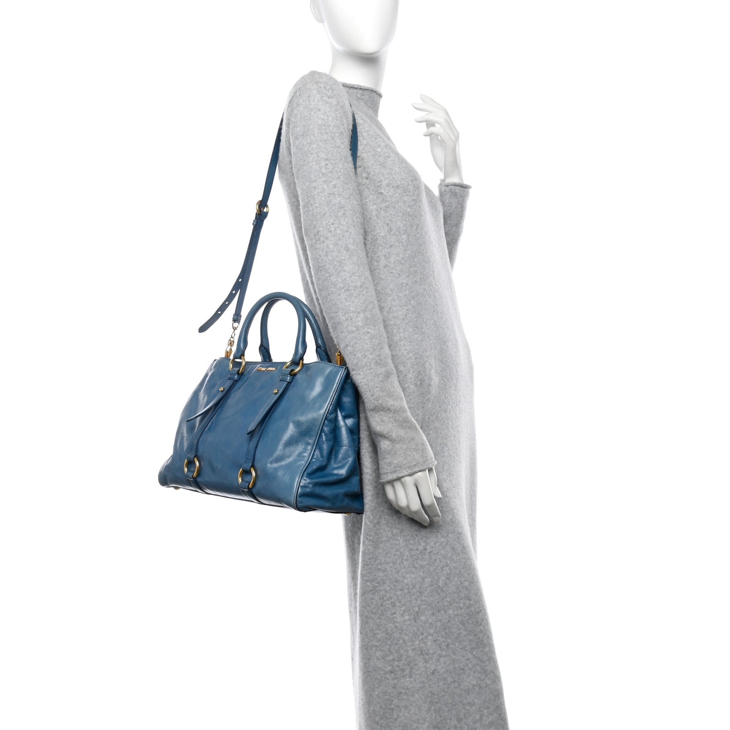 Vitello Shine Double Zip Tote Oceano