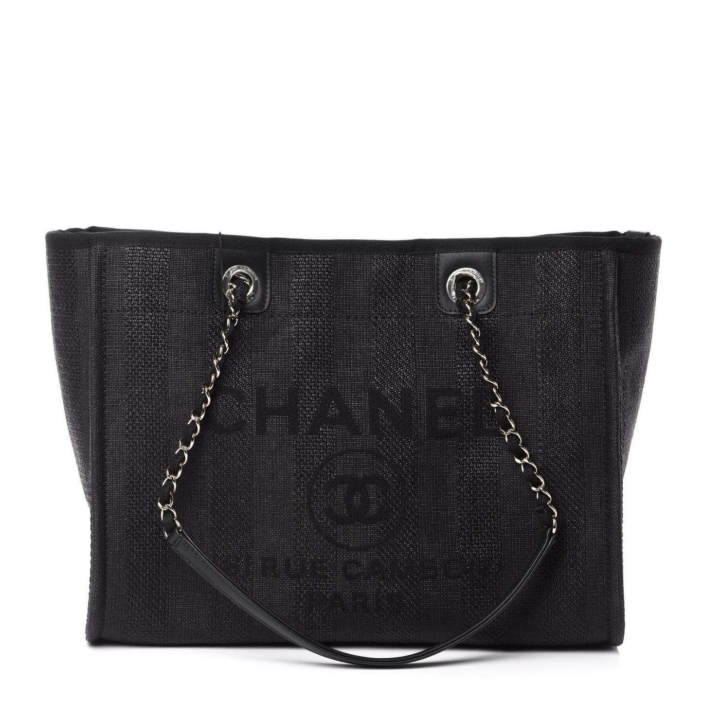 Mixed Fibers Calfskin Small Deauville Tote Black