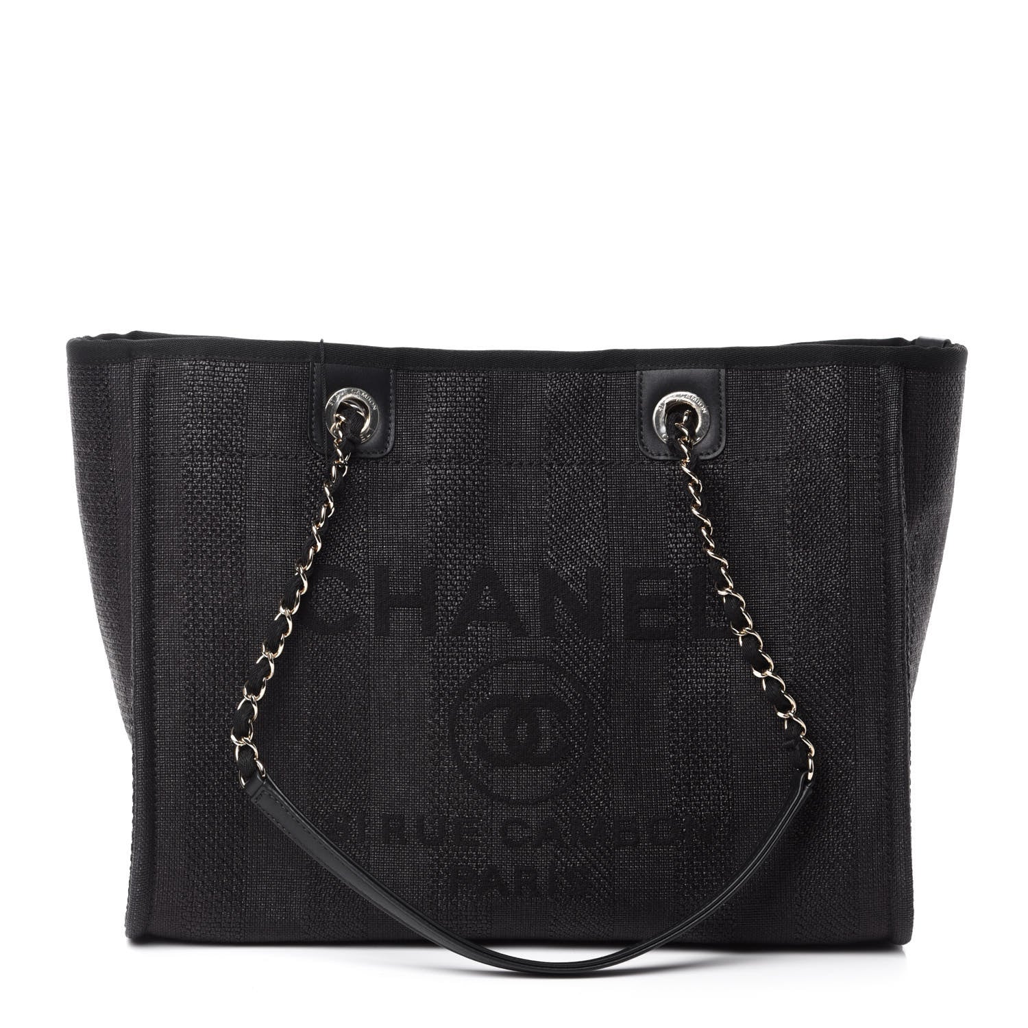 Chanel Mixed Fibers Calfskin Small Deauville Tote Black 1 of 13