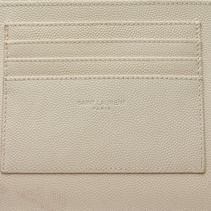 Saint Laurent Grain De Poudre Chevron Monogram Large Bill Pouch Blanc Vintage 8 of 9