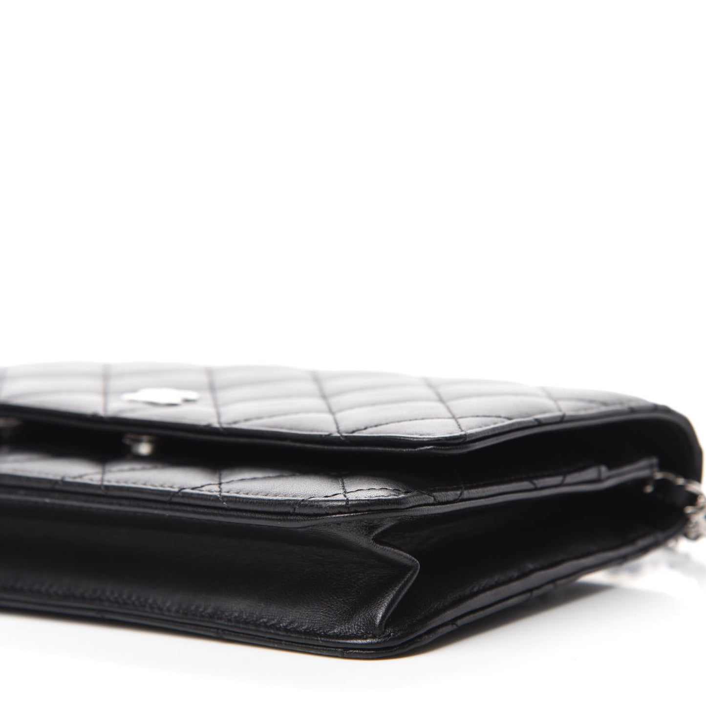 Lambskin Quilted Wallet On Chain WOC Black