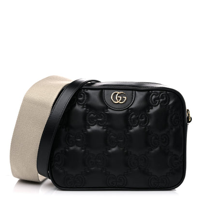 Gucci Calfskin GG Matelasse Shoulder Bag Black Natural 1 of 13