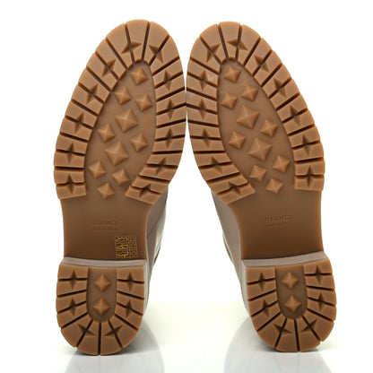 Hermes Calfskin Bridge Ankle Boots 38.5 Beige Grege 5 of 8