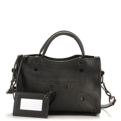 Balenciaga Veau Soyeux Perforated Blackout Hardware Mini City Black 1 of 7