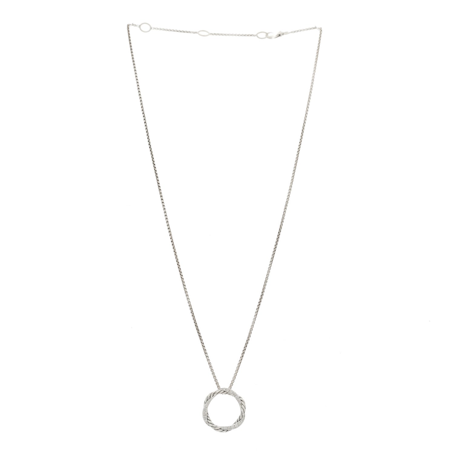 David Yurman Sterling Silver Diamond Petite Infinity Pendant Necklace 1 of 6