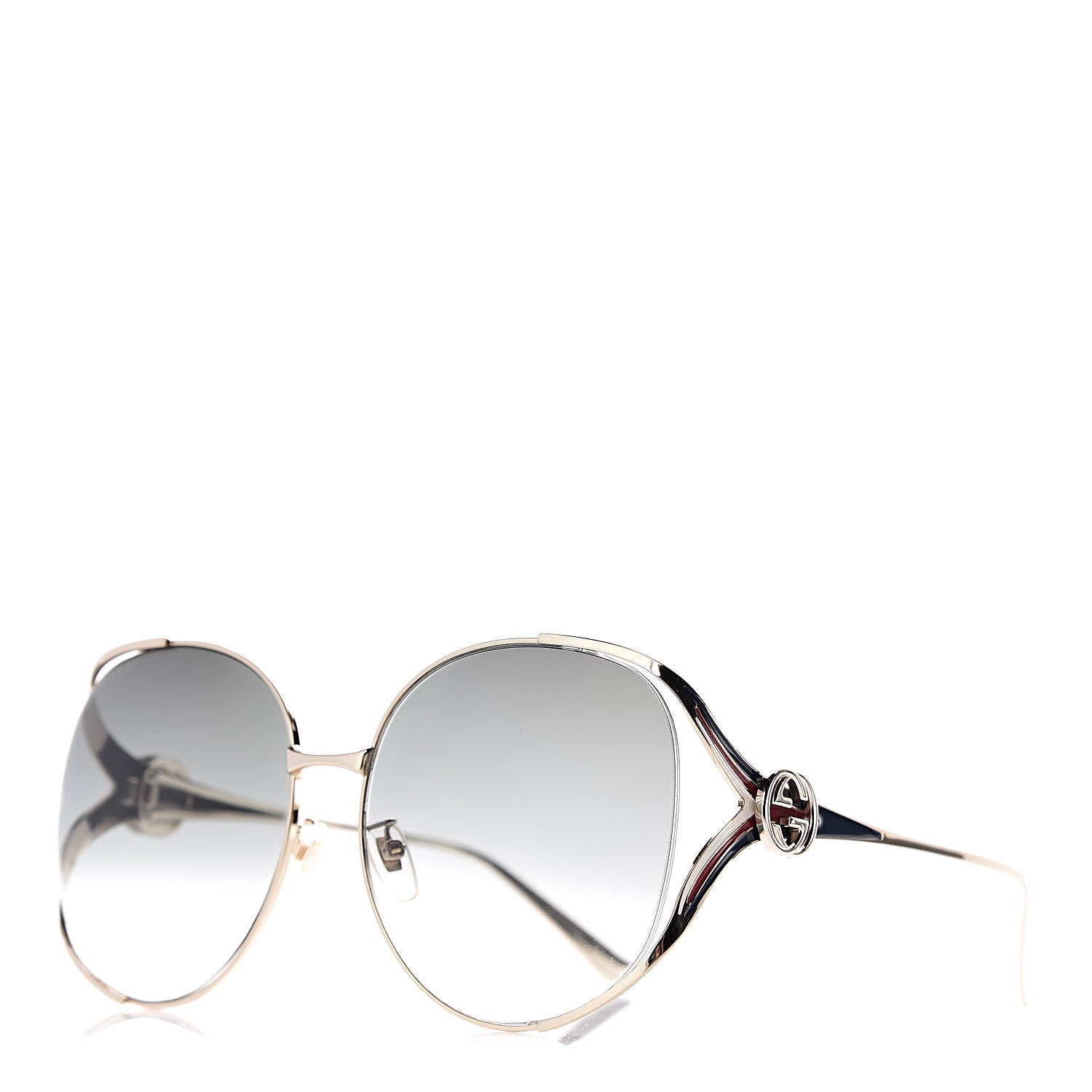 Gucci Metal Oversized Round Frame GG0225S Sunglasses Gold 1 of 8