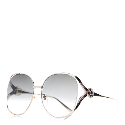 Gucci Metal Oversized Round Frame GG0225S Sunglasses Gold 1 of 8